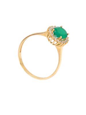 Zlatý prsteň CRISPY so zeleným kameňom