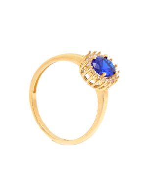 Zlatý prsteň EUDORA s modrým kameňom